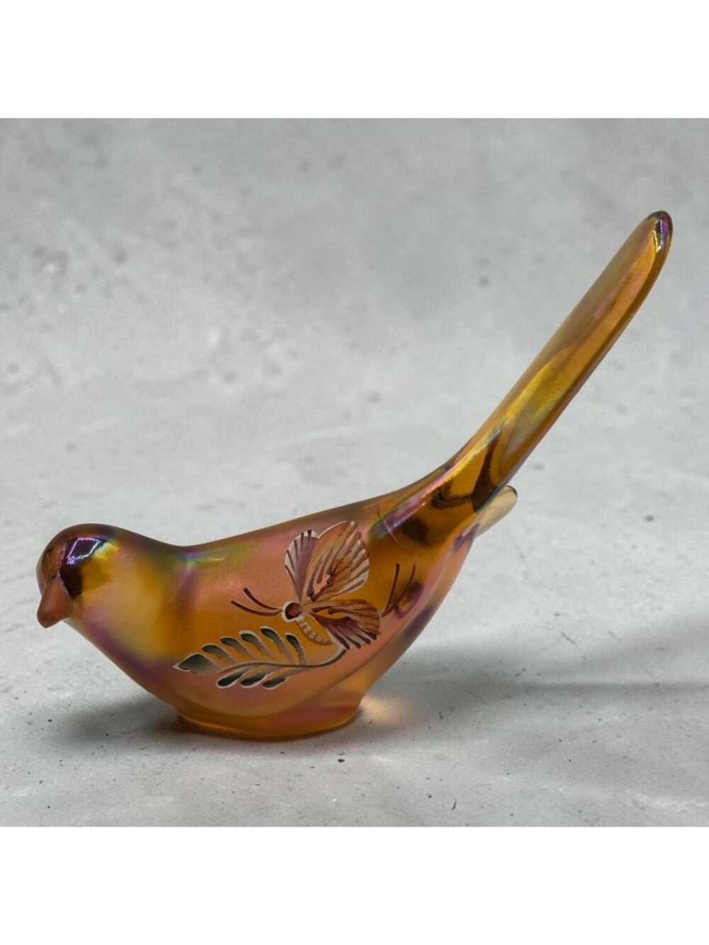 Fenton Millennium Collection Hand-Painted Glass Bird Butterfly Signed P Hayhurst